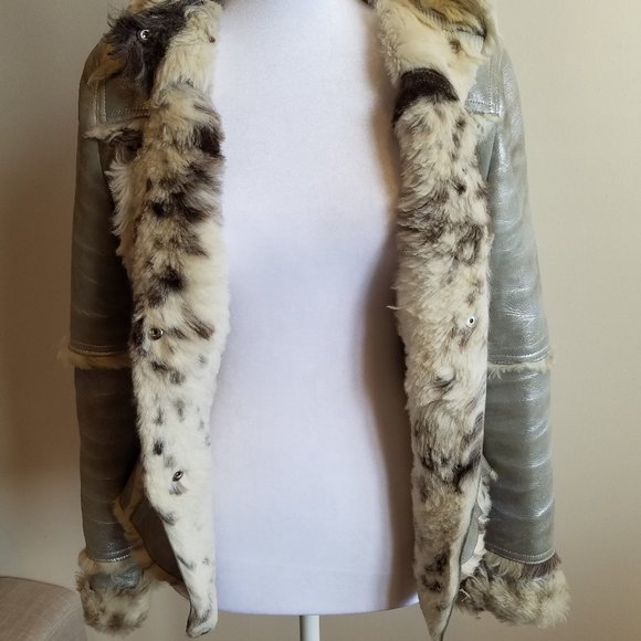 Dolce & Gabbana Italian Silver Leather Coat Jacket Size 24 / 38 - Picture 12 of 16